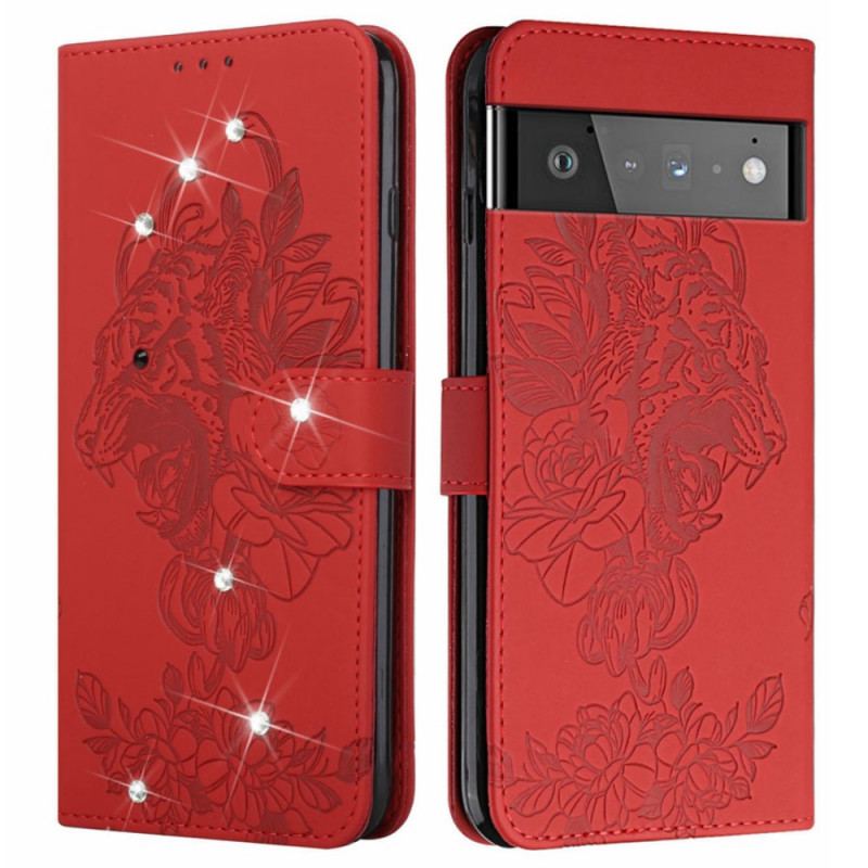 Housse Google Pixel 6 Tigre Baroque et Strass