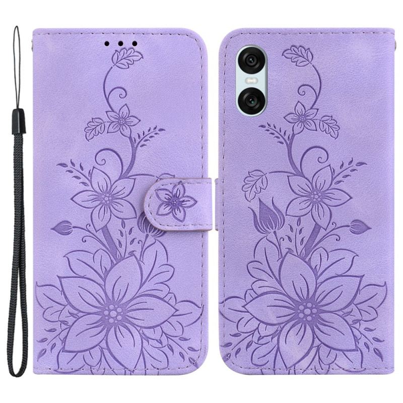 Housse Sony Xperia 10 VI Motif Floral à Lanière