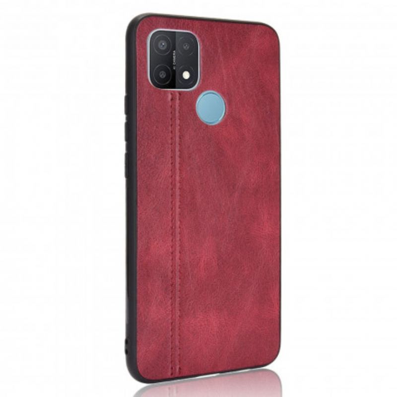 Coque Oppo A15 Effet Cuir Couture