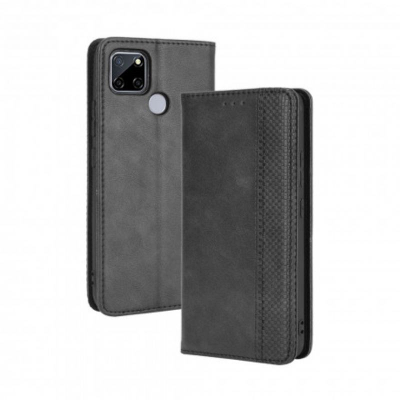 Flip Cover Oppo A15 Effet Cuir Vintage Stylisé