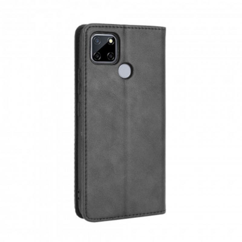 Flip Cover Oppo A15 Effet Cuir Vintage Stylisé