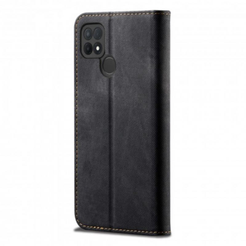 Flip Cover Oppo A15 Simili Cuir Texture Jeans