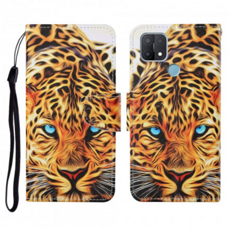 Housse Oppo A15 Tigre avec Lanière