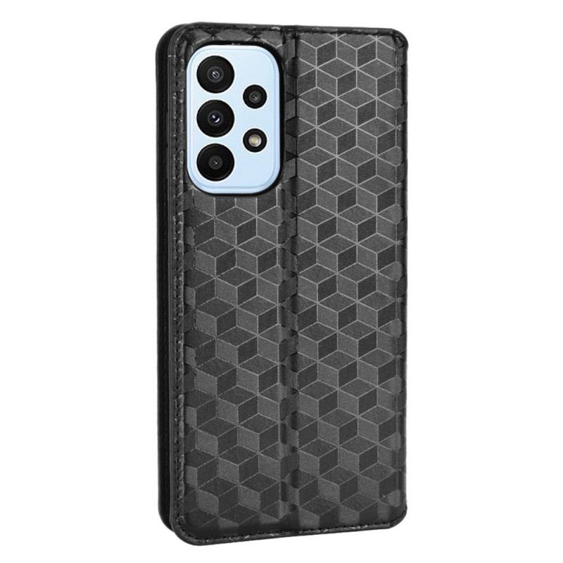 Flip Cover Samsung Galaxy M23 Effet Cuir Cubes 3D