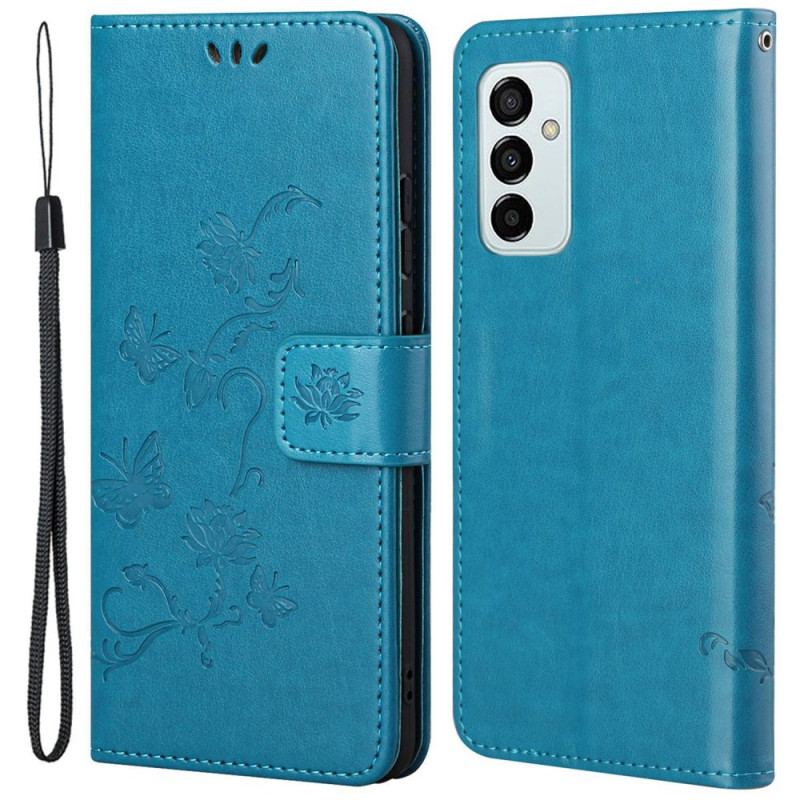 Housse Samsung Galaxy M23 5G Fleurs à Lanière