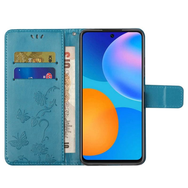 Housse Samsung Galaxy M23 5G Fleurs à Lanière