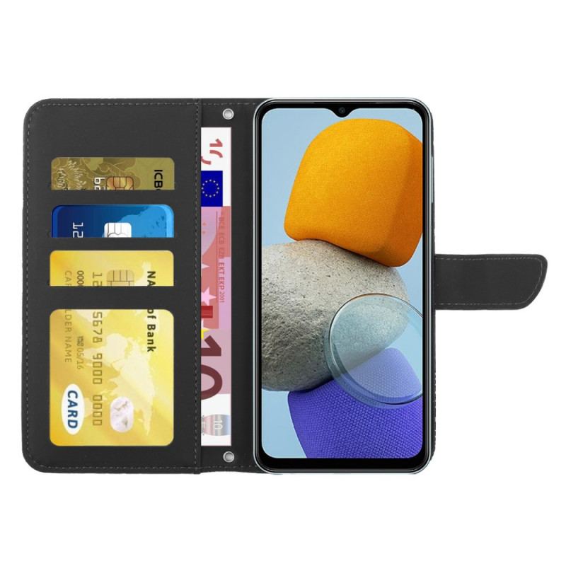 Housse Samsung Galaxy M23 5G Papillons Discrets et Bandoulière