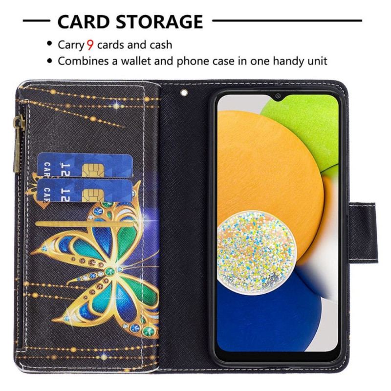 Housse Samsung Galaxy M23 5G Papillons Porte-monnaie et lanière