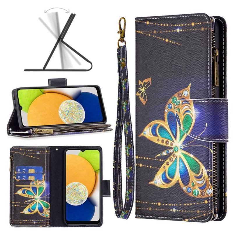 Housse Samsung Galaxy M23 5G Papillons Porte-monnaie et lanière