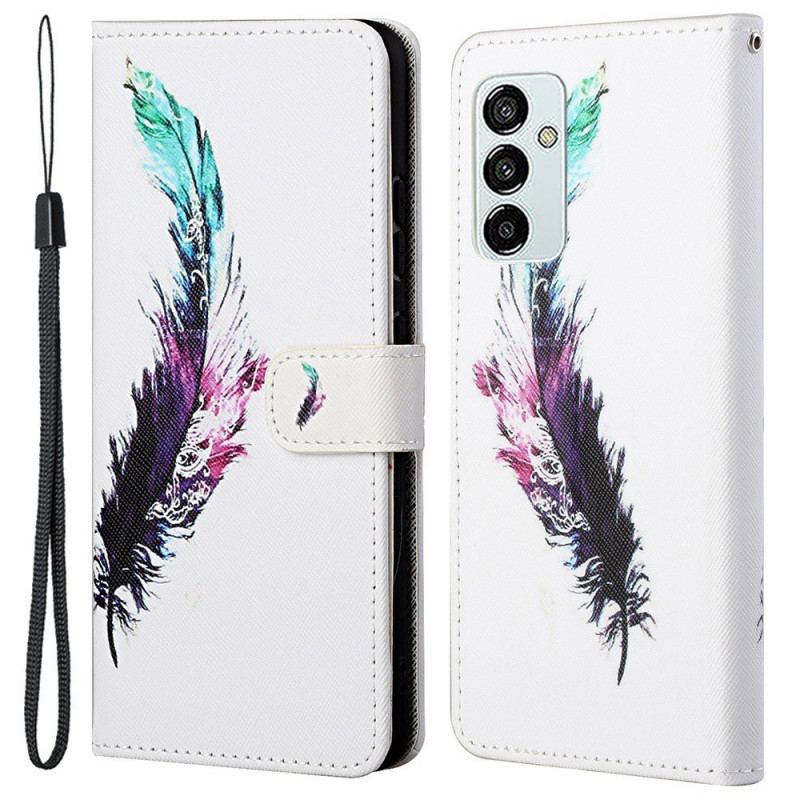 Housse Samsung Galaxy M23 5G Plume à Lanière