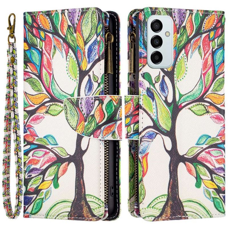 Housse Samsung Galaxy M23 5G Porte-Monnaie et Lanière Arbre