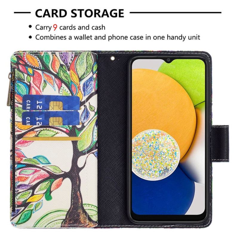 Housse Samsung Galaxy M23 5G Porte-Monnaie et Lanière Arbre