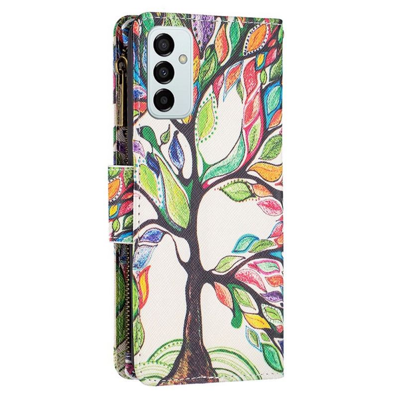 Housse Samsung Galaxy M23 5G Porte-Monnaie et Lanière Arbre