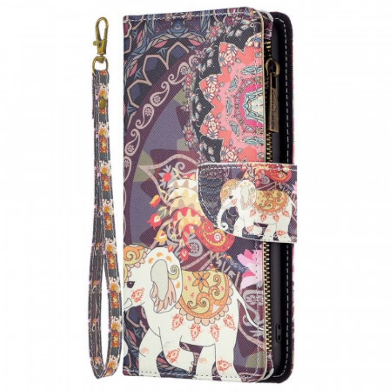 Housse Samsung Galaxy M23 5G Porte-monnaie et lanière Éléphant