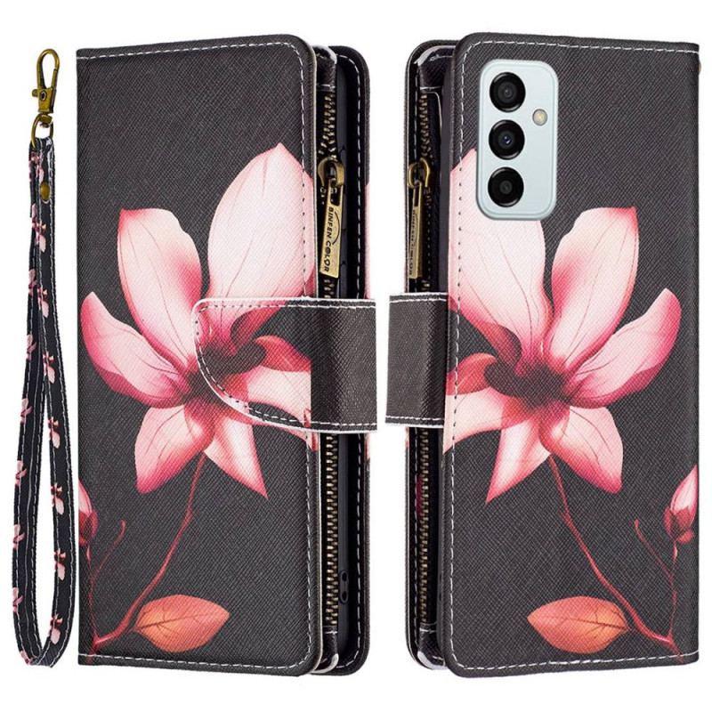 Housse Samsung Galaxy M23 5G Porte-Monnaie et Lanière Fleur