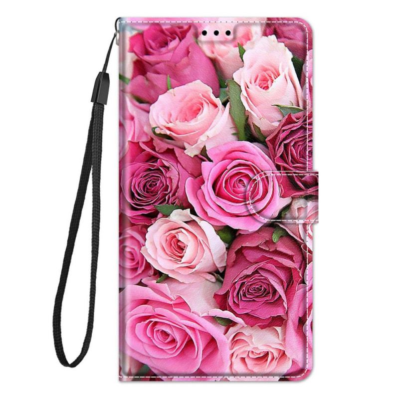 Housse Samsung Galaxy M23 5G Roses avec Lanière