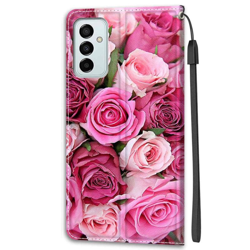 Housse Samsung Galaxy M23 5G Roses avec Lanière