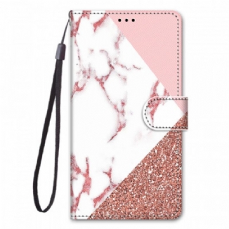 Housse Samsung Galaxy M23 5G Triangle en Marbre et Paillettes