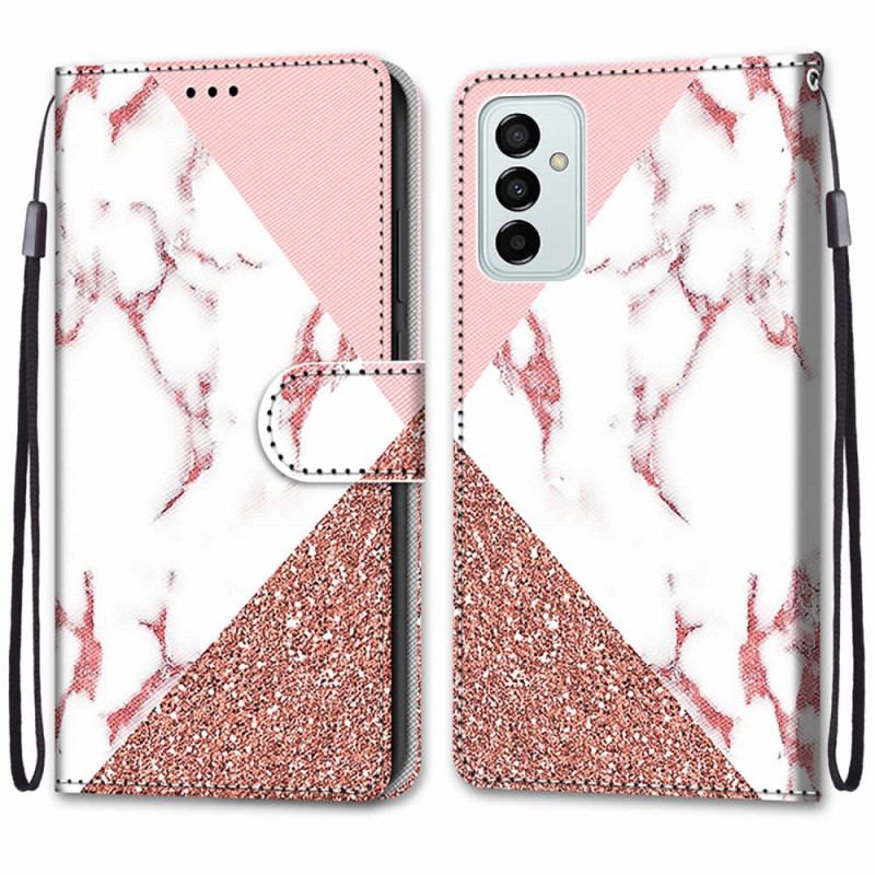 Housse Samsung Galaxy M23 5G Triangle en Marbre et Paillettes