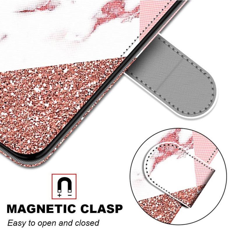 Housse Samsung Galaxy M23 5G Triangle en Marbre et Paillettes