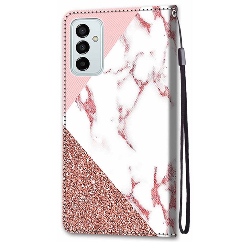 Housse Samsung Galaxy M23 5G Triangle en Marbre et Paillettes