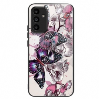 Coque Samsung Galaxy A15 5G / A15 Verre Trempé Papillons Pourpres