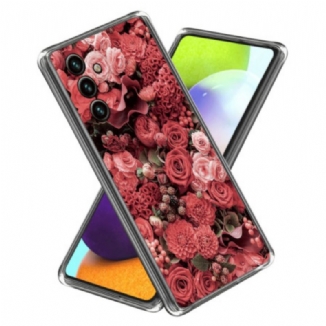 Coque Samsung Galaxy A15 Fleurs Roses et Rouge