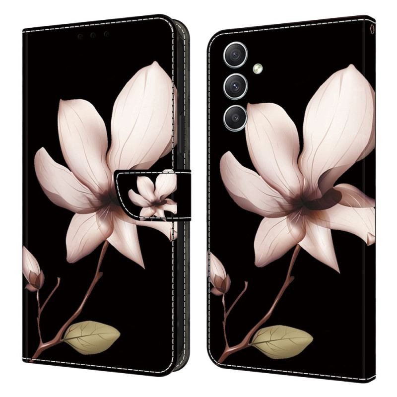 Housse Samsung Galaxy A15 Fleurs Roses sur Fond Noir