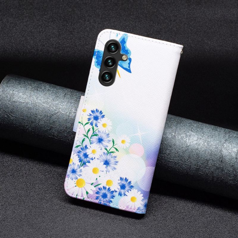 Housse Samsung Galaxy A15 Papillon et Fleurs Aquarelle