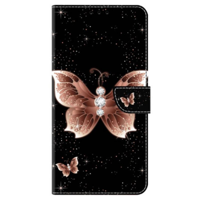 Housse Samsung Galaxy A15 Papillons Diamants Roses