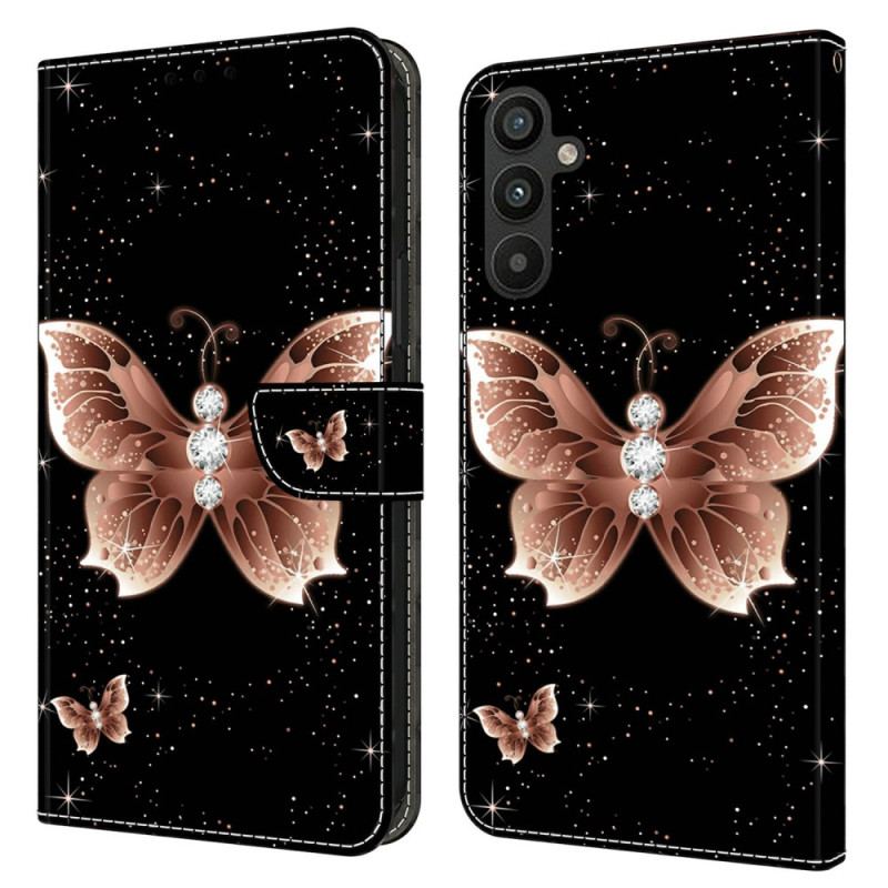 Housse Samsung Galaxy A15 Papillons Diamants Roses