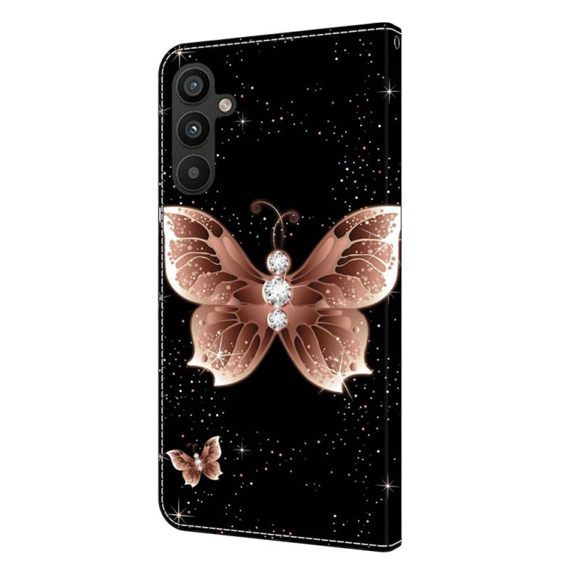 Housse Samsung Galaxy A15 Papillons Diamants Roses