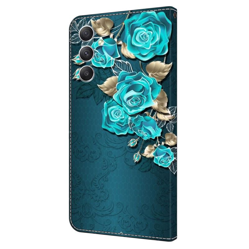 Housse Samsung Galaxy A15 Roses Bleus