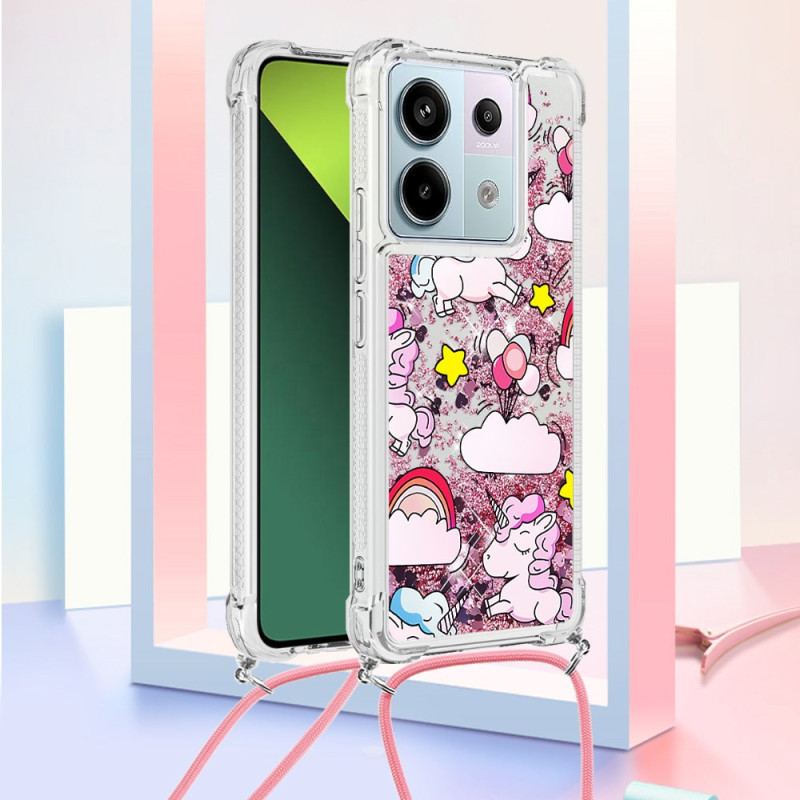 Coque à Cordon Xiaomi Redmi Note 13 Pro 5G / Poco X6 5G Paillettes Motif Cartoon