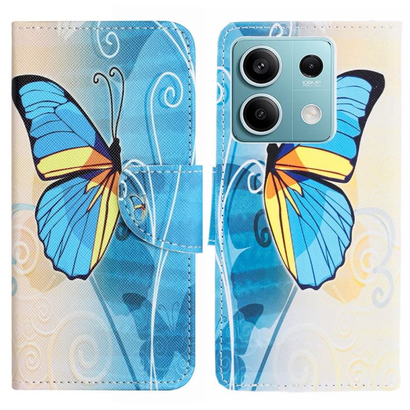 Housse papillon pour Xiaomi Redmi Note 13 Pro 5G / Poco X6 5G Papillon Jaune et Bleu