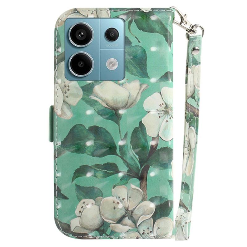 Housse Xiaomi Redmi Note 13 Pro 5G / Poco X6 5G Fleurs Aquarelle à Lanière