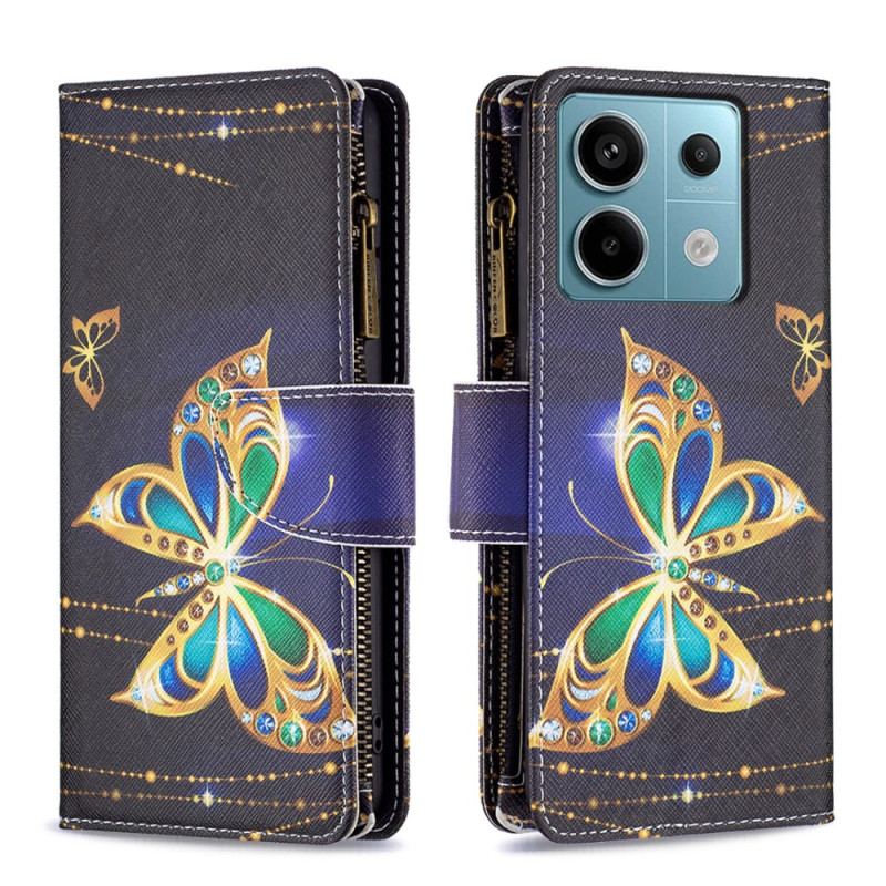 Housse Xiaomi Redmi Note 13 Pro 5G / Poco X6 5G Portefeuille Papillon Strass