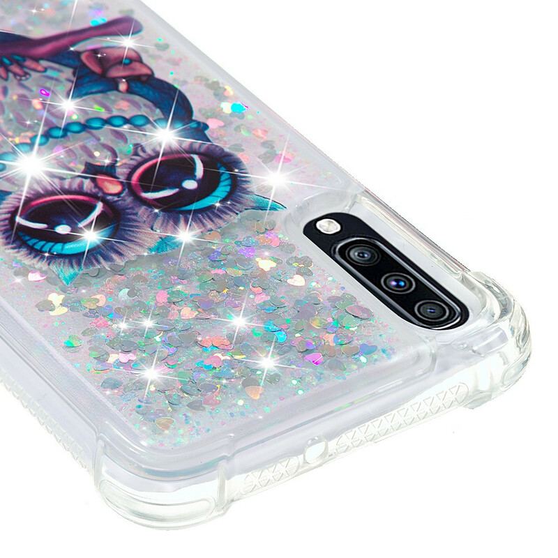 Coque Samsung Galaxy A70 Miss Hibou Paillettes