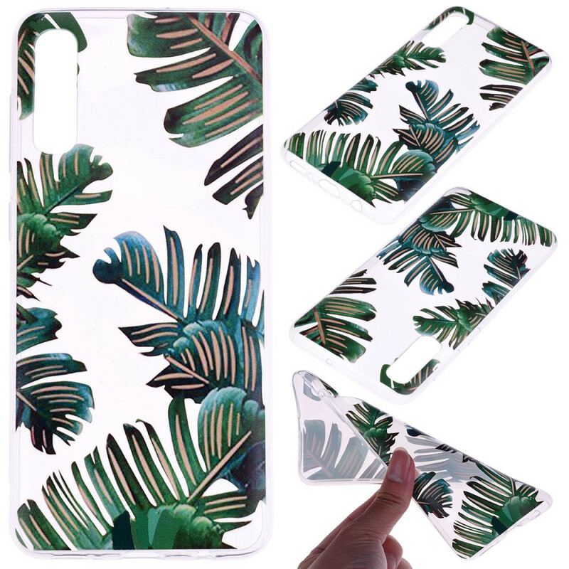 Coque Samsung Galaxy A70 Transparente Feuilles Vertes