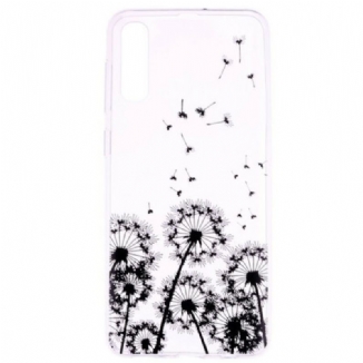 Coque Samsung Galaxy A70 Transparente Pissenlits Noirs