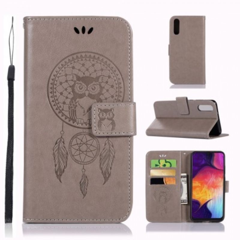 Housse Samsung Galaxy A70 effet cuir Attrape Rêves Hibou