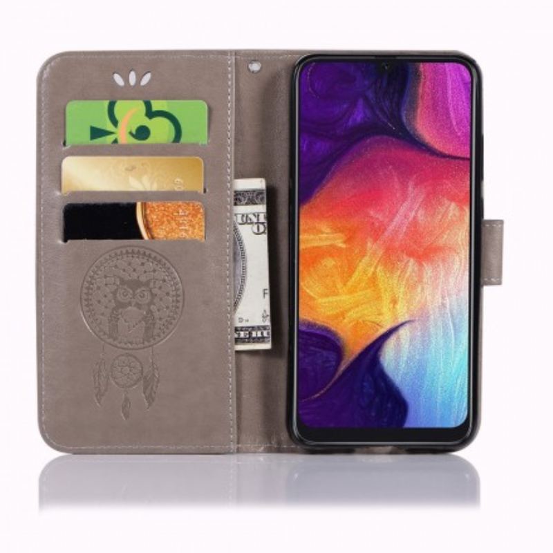 Housse Samsung Galaxy A70 effet cuir Attrape Rêves Hibou