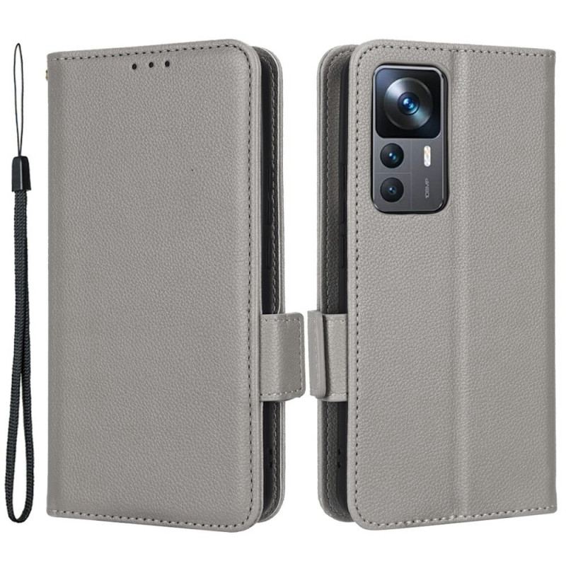 Flip Cover Xiaomi 12T / 12T Pro Effet Cuir avec Lanière