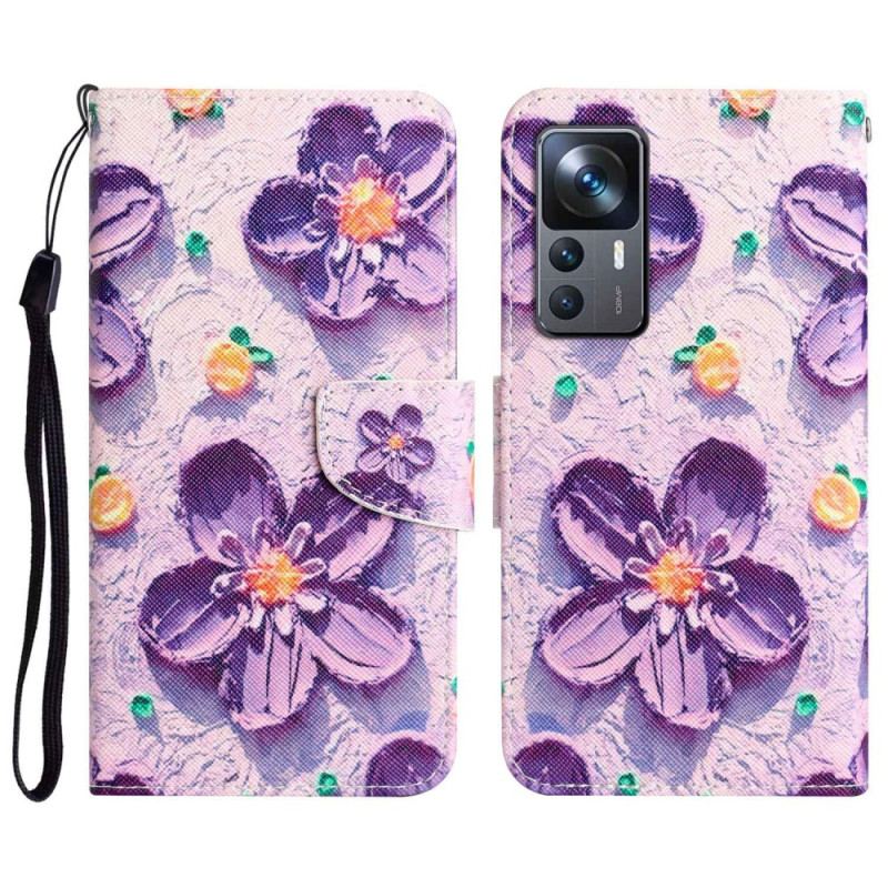 Housse Xiaomi 12T / 12T Pro Fleurettes à Lanière