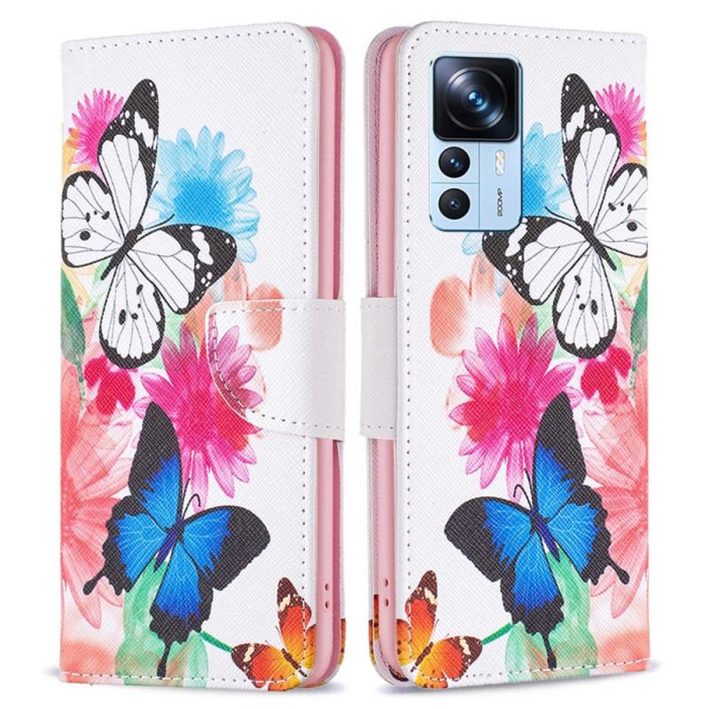 Housse Xiaomi 12T / 12T Pro Papillons et Fleurs Peints