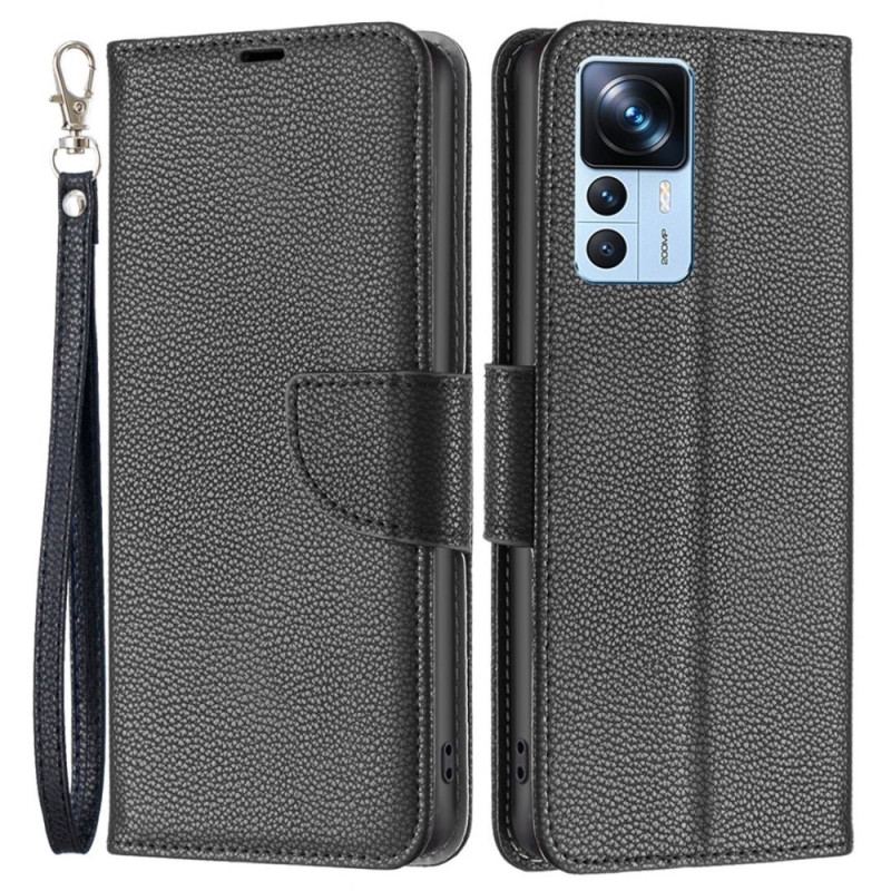 Housse Xiaomi 12T / 12T Pro Style Cuir Litchi à Lanière