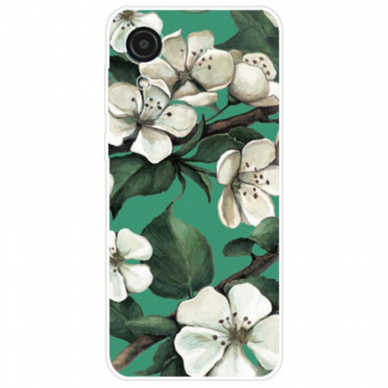 Coque Samsung Galaxy A03 Core Fleurs Blanches Peintes