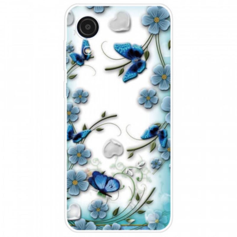 Coque Samsung Galaxy A03 Core Papillons et Fleurs Rétros