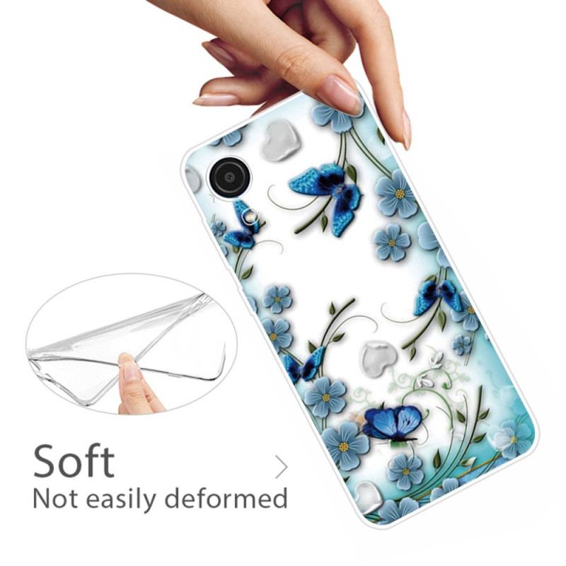 Coque Samsung Galaxy A03 Core Papillons et Fleurs Rétros