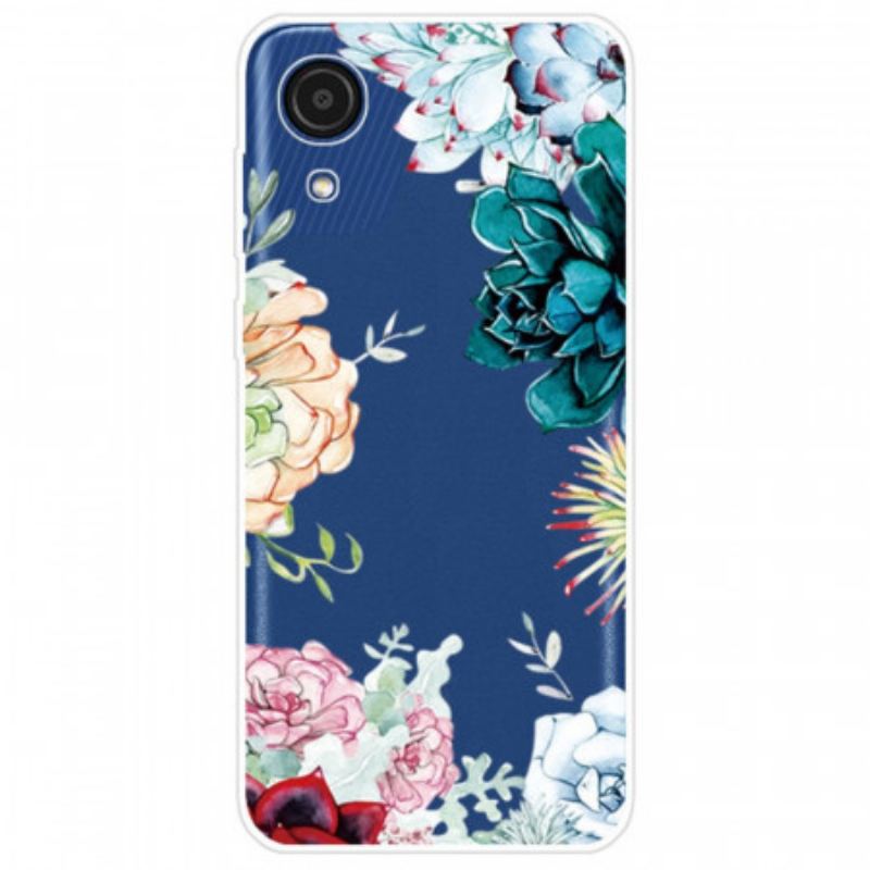 Coque Samsung Galaxy A03 Core Transparente Fleurs Bleues Aquarelle